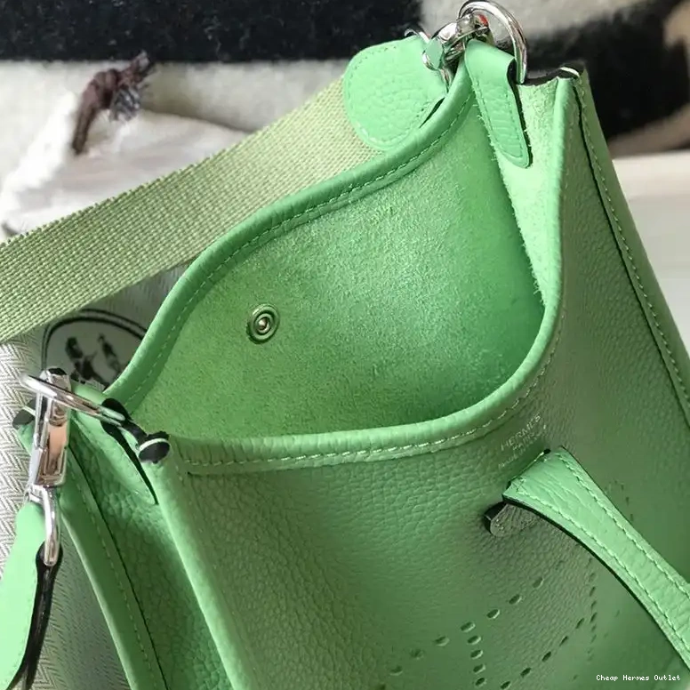 Affordable In Mini Hermes Hardware Evelyne Green Leather Clemence Bag Mint Palladium 0504